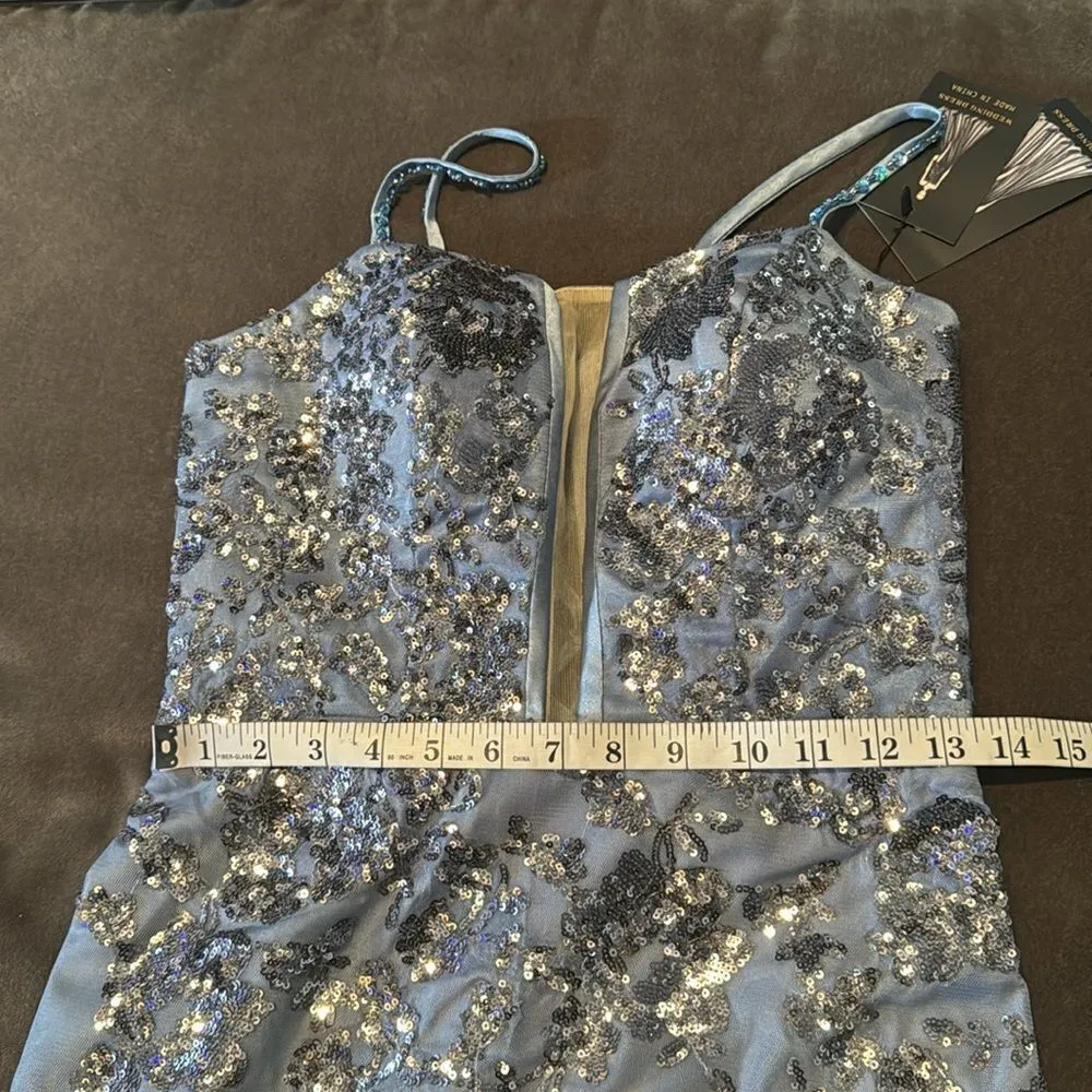Women’s Blue Mermaid Fit Prom Party Dress Sparkly Sequins Lace Up Back Size 4 - Image 10