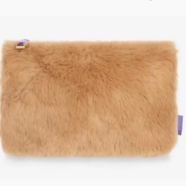 Ipsy Caramel Fauz Fur Glam Cosmetic Bag - Image 4