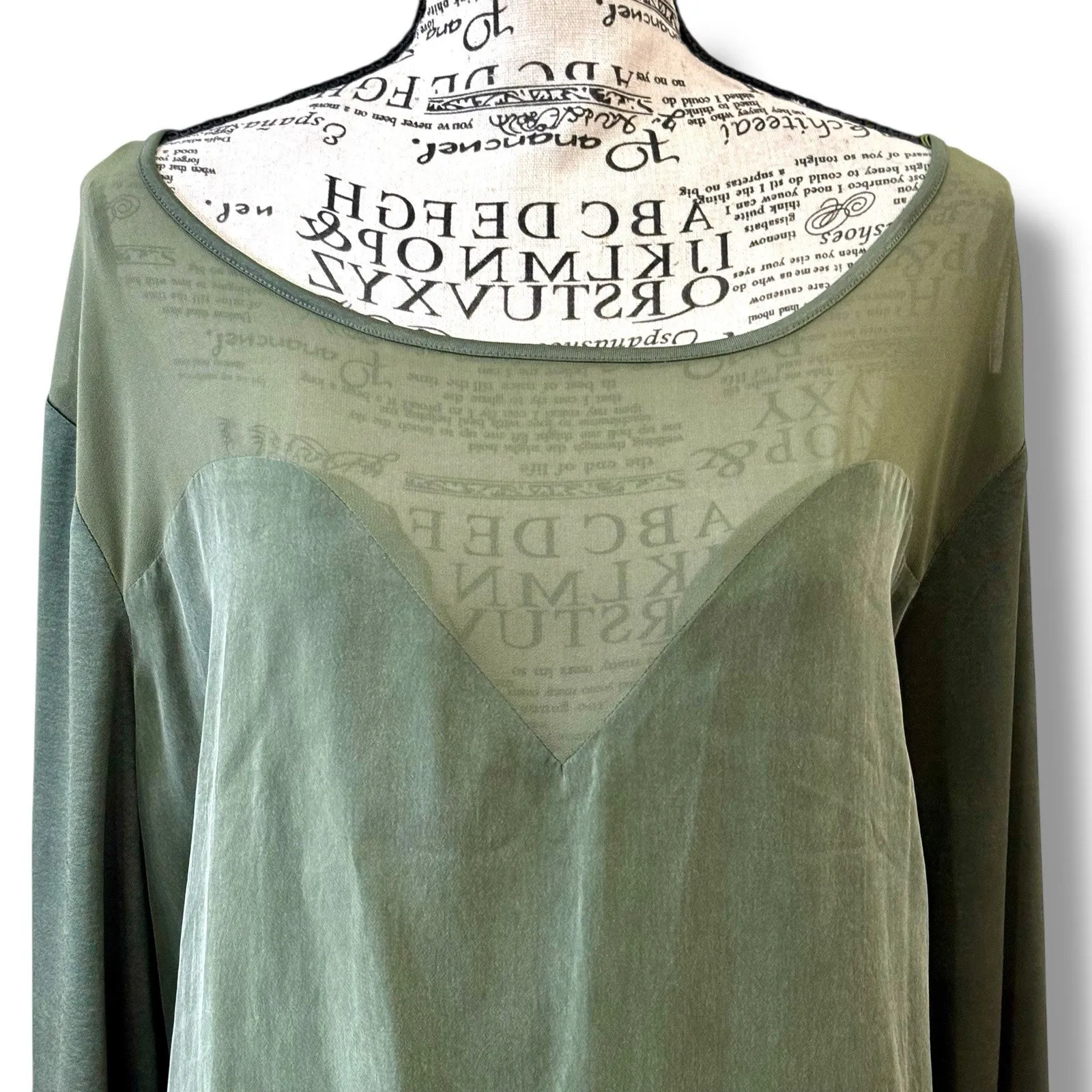 NWT Marina Rinaldi Size 22 (XL) Green Sweetheart Neckline Long Sleeve Midi Dress - Image 4