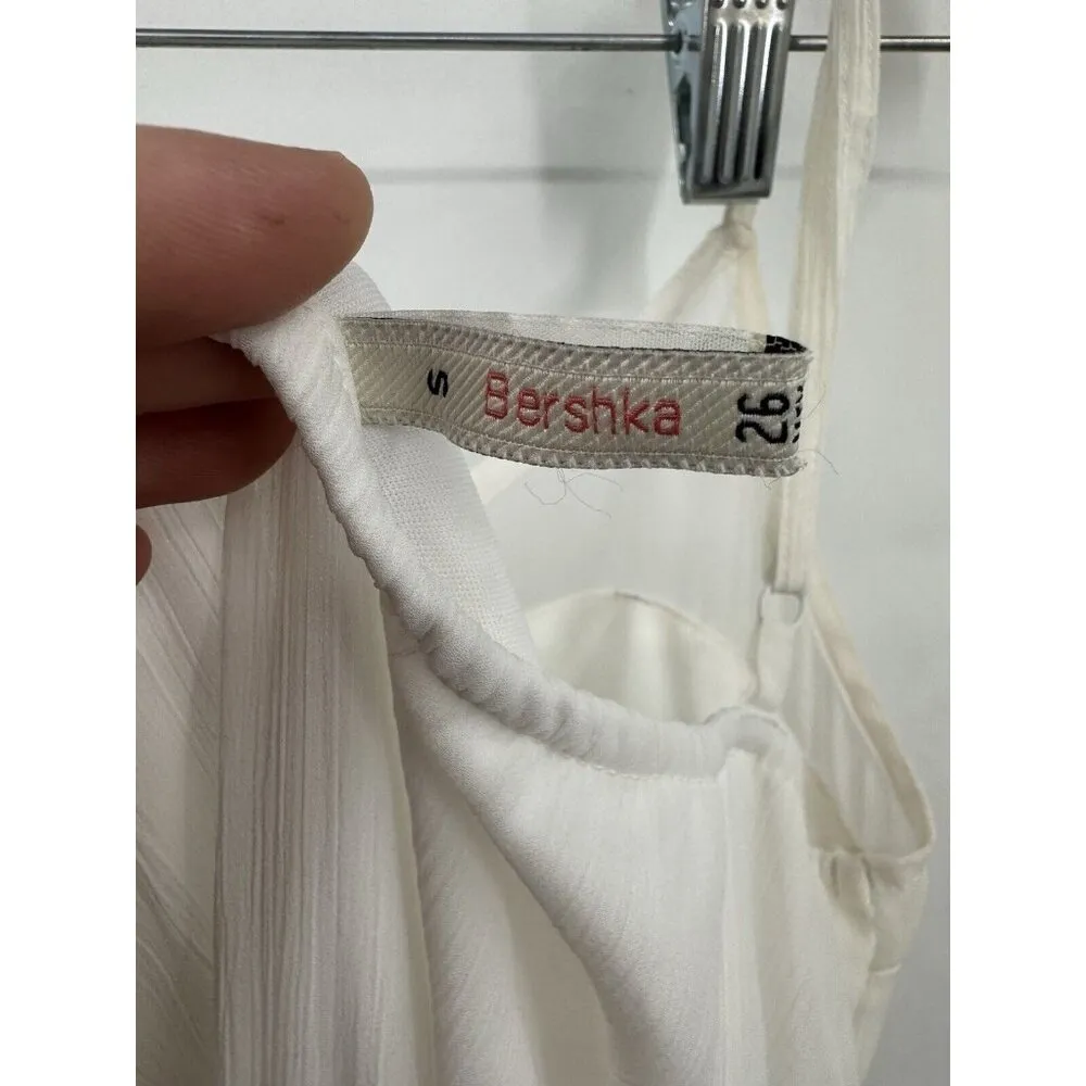Bershka Maxi Dress Women S White Beach Coastal Fairy Whimsical Minimalist Preppy - Image 3