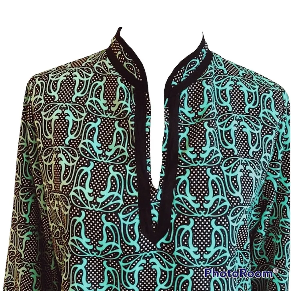 Tracy Negoshian Black & Green Georgia Polka Dot Swirl Tunic Size Medium - Image 3