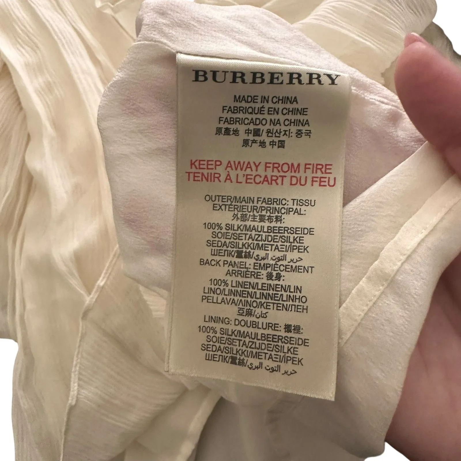 BURBERRY BRIT Pleated Silk‎ Midi Dress Ivory Sz 6 - Image 7