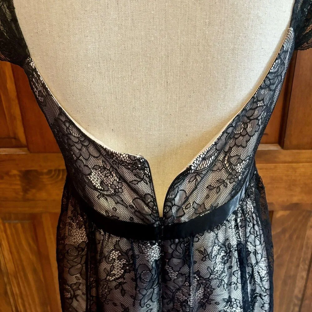 Jessica McClintock Black Lace Satin Dress Women’s Size 10 Vintage Made in USA - Image 6