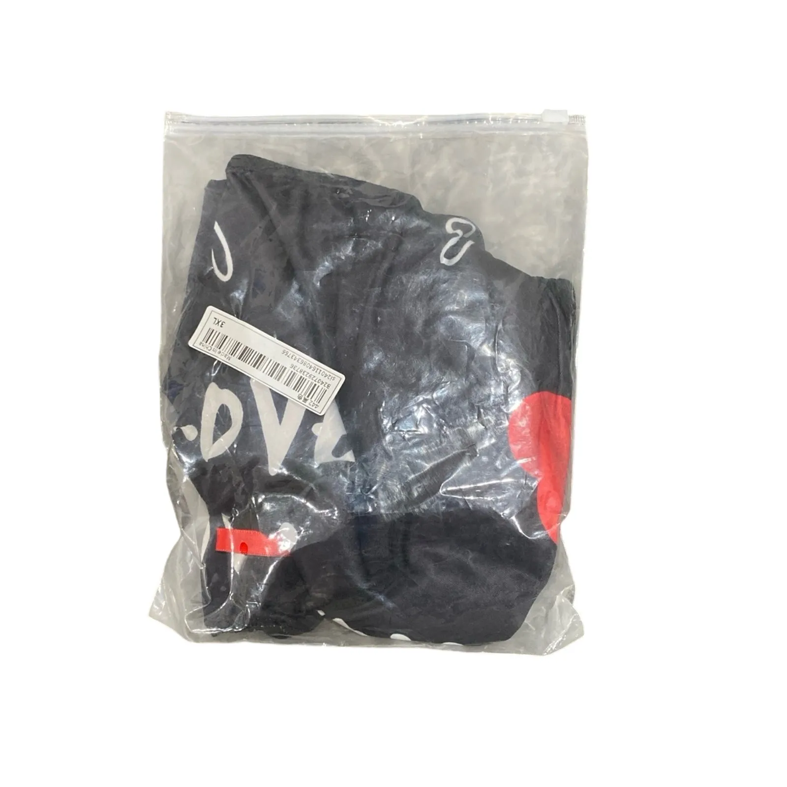 Women’s Lace and Bow Accent Heart & Letter Slip Dress in Black, Size 3XL Black - Image 5