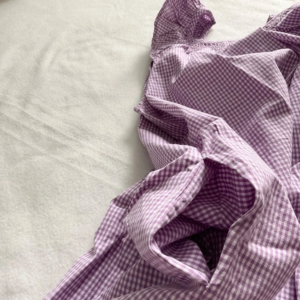 NWT HATCH THE SMOCKED SECRET NURSING midi DRESS purple LILAC GINGHAM SZ3 bust56 Size 12 - Image 6