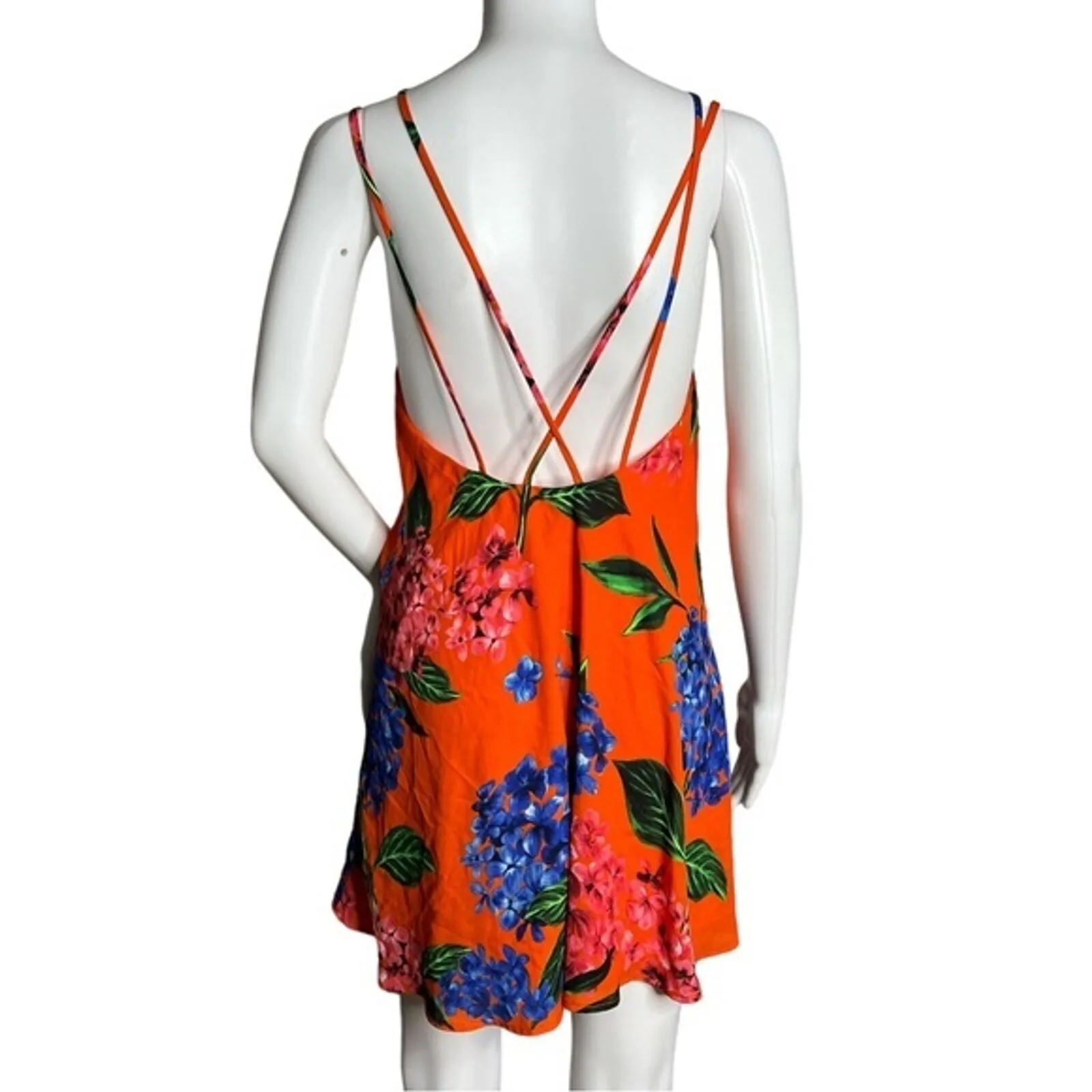 Show Me Your Mumu Dress Women XS‎ Orange Blue Floral Criss Cross Applesauce - Image 3