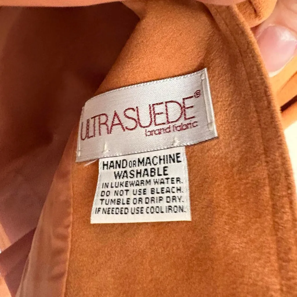 Vintage 70s 80s peach orange Lilli Ann Ultrasuede union made blazer jacket Size M - Image 5