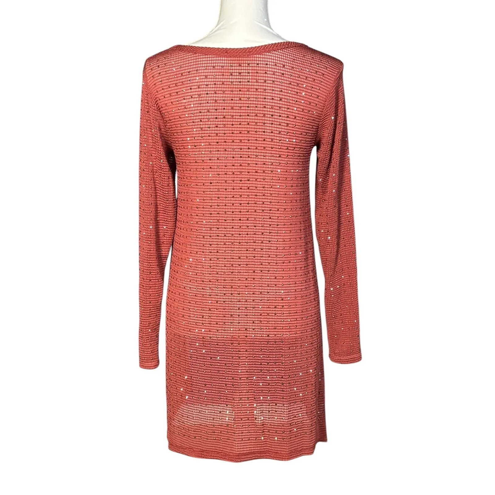 Vocal Top Size Small Reddish Brown Long Boho Studded Embellished Semi Sheer - Image 3