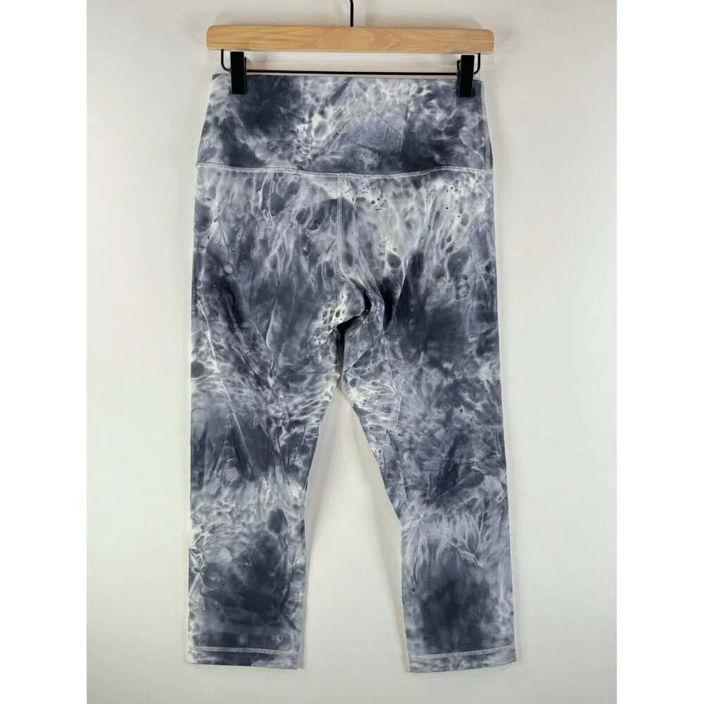 Lululemon Womens Pants Gray Wunder Under Marble Dye Crop Leggings Pull On Size 8 White - Image 4