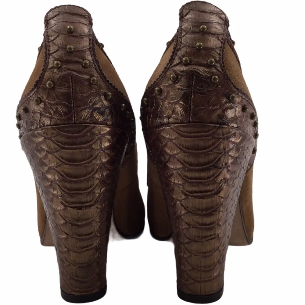Sam Edelman Brown Suede and Snakeskin Leather studded Shoes - Image 5