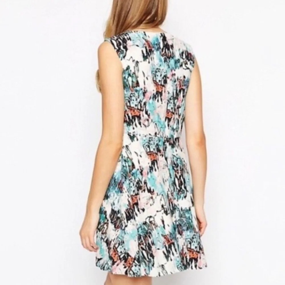 artistic abstract watercolor print dress size 0 NWOT - Image 2