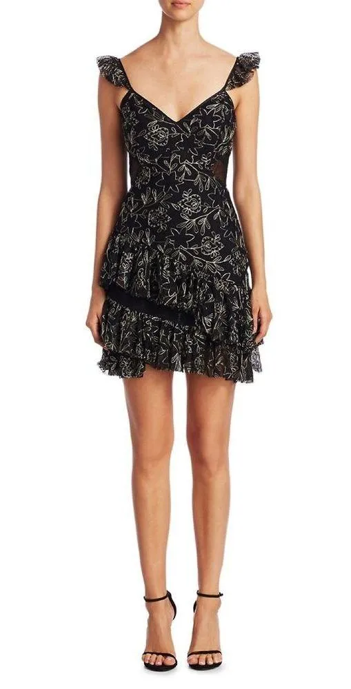 Cinq à Sept Embroidered Ruffle Mini Dress Cocktail - Image 3