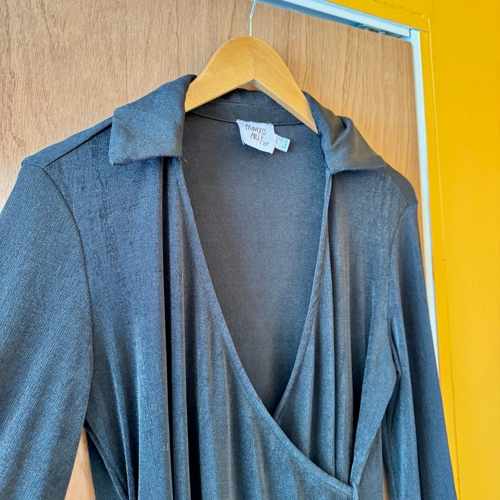 🎅 3/$15 SALE Princess Polly Black Collared Long Sleeve Mini Dress - Size 2 - Image 5