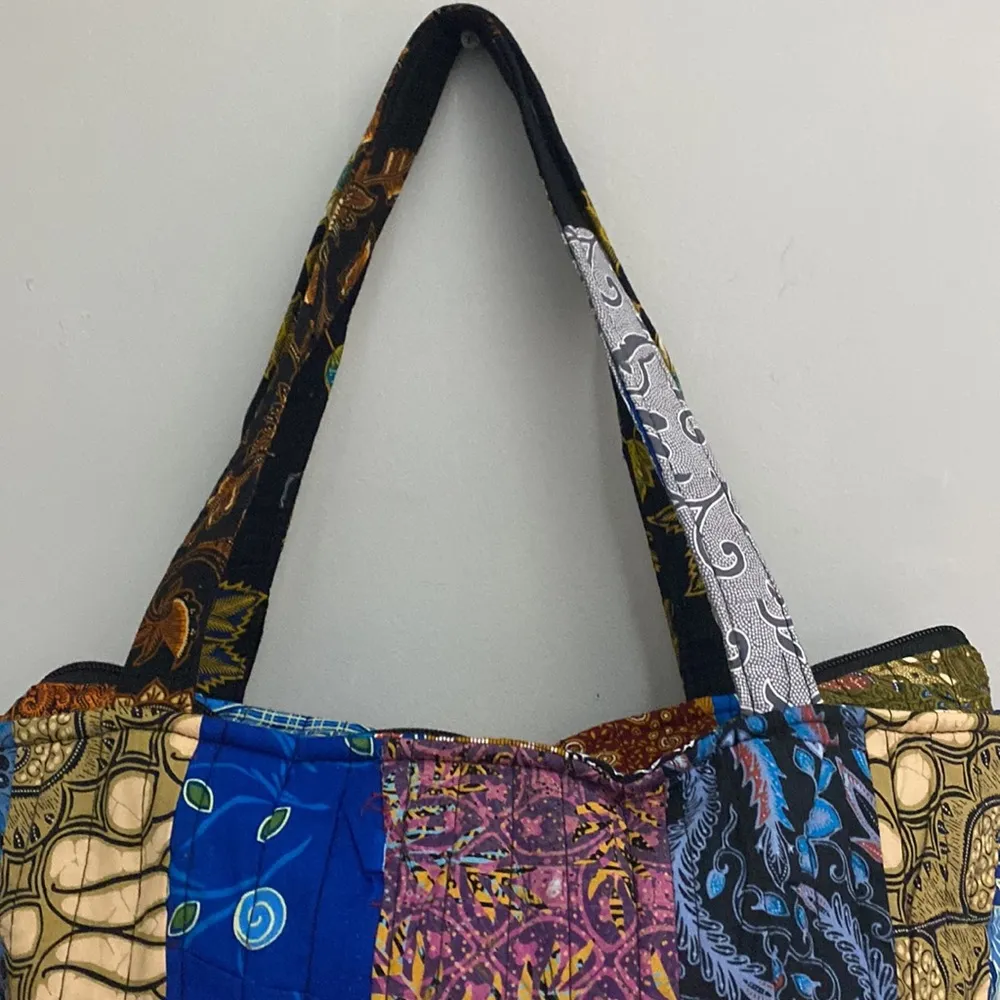 Quilted multicolor tote bag new! Blue - Image 3