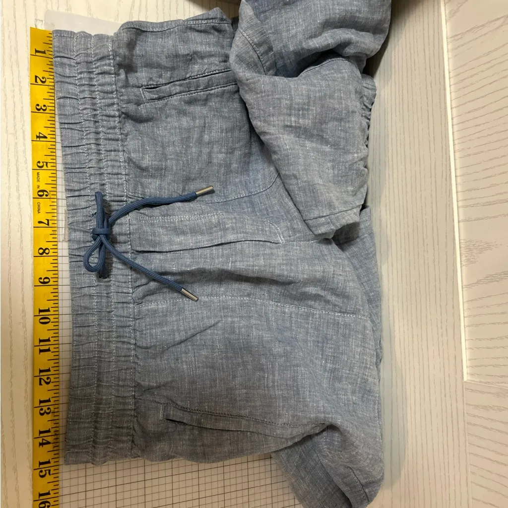Athleta Pant Women Size 4 Blue Linen Lounge Vacation Travel Coastal Beach Resort - Image 5