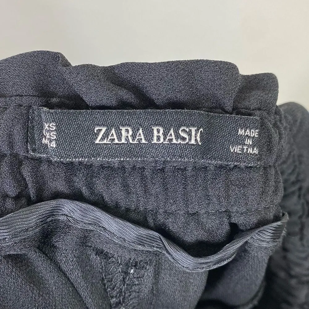 Zara Basic Black Drawstring Waist Slim Leg Pants - Image 4