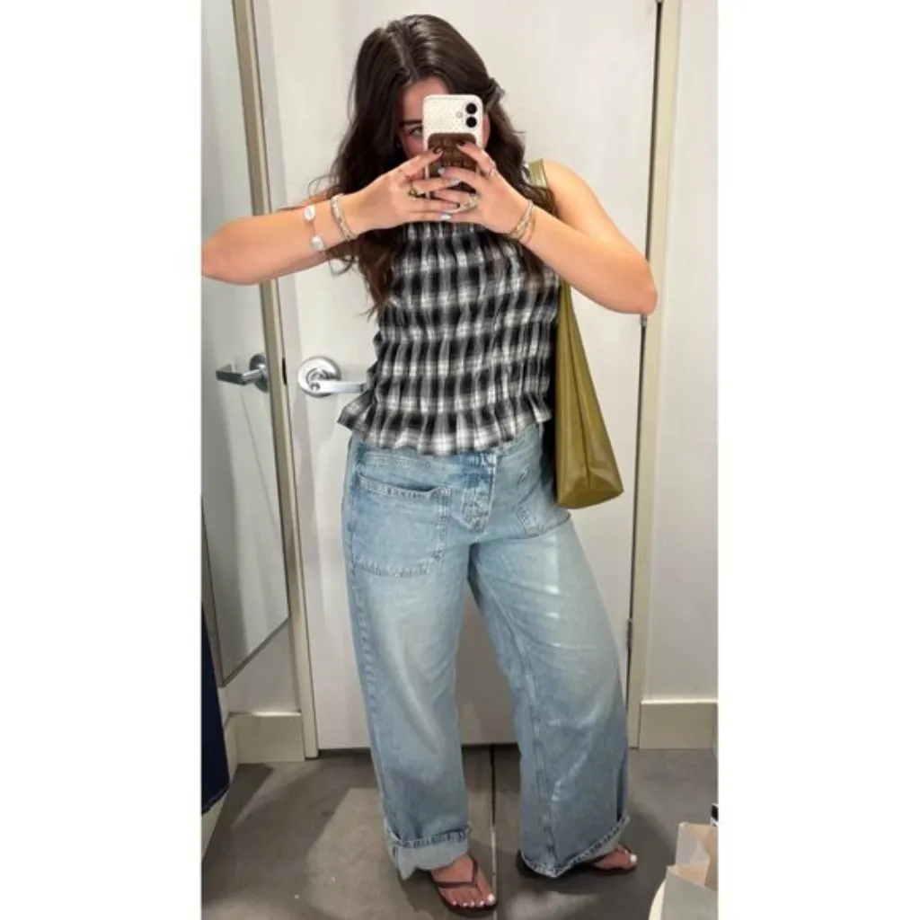 FREE PEOPLE We the Free Palmer Cuffed Baggy Jeans Wash La La Land Size US 27 NWT - Image 3