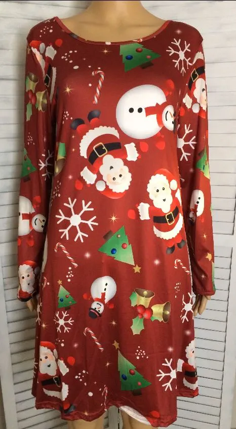 Red Santa Christmas Dress, XL - Image 2