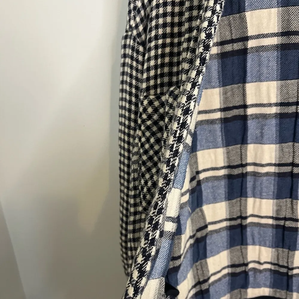 Zara Gingham plaid Gauzy Oversized Shacket Button Up Small - Image 4