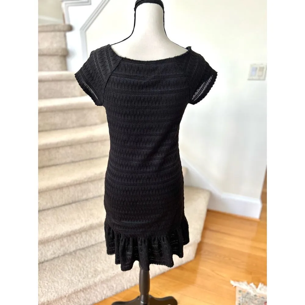 Free People Cozy Day Black Knit Flounce Dress - Image 3