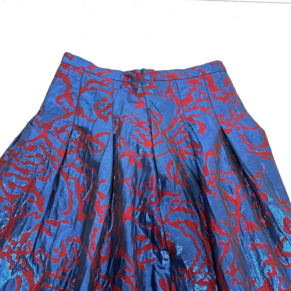 Anthro Maeve Pleated Shimmer Maxi Skirt Formal Red, Blue 2 - Image 5