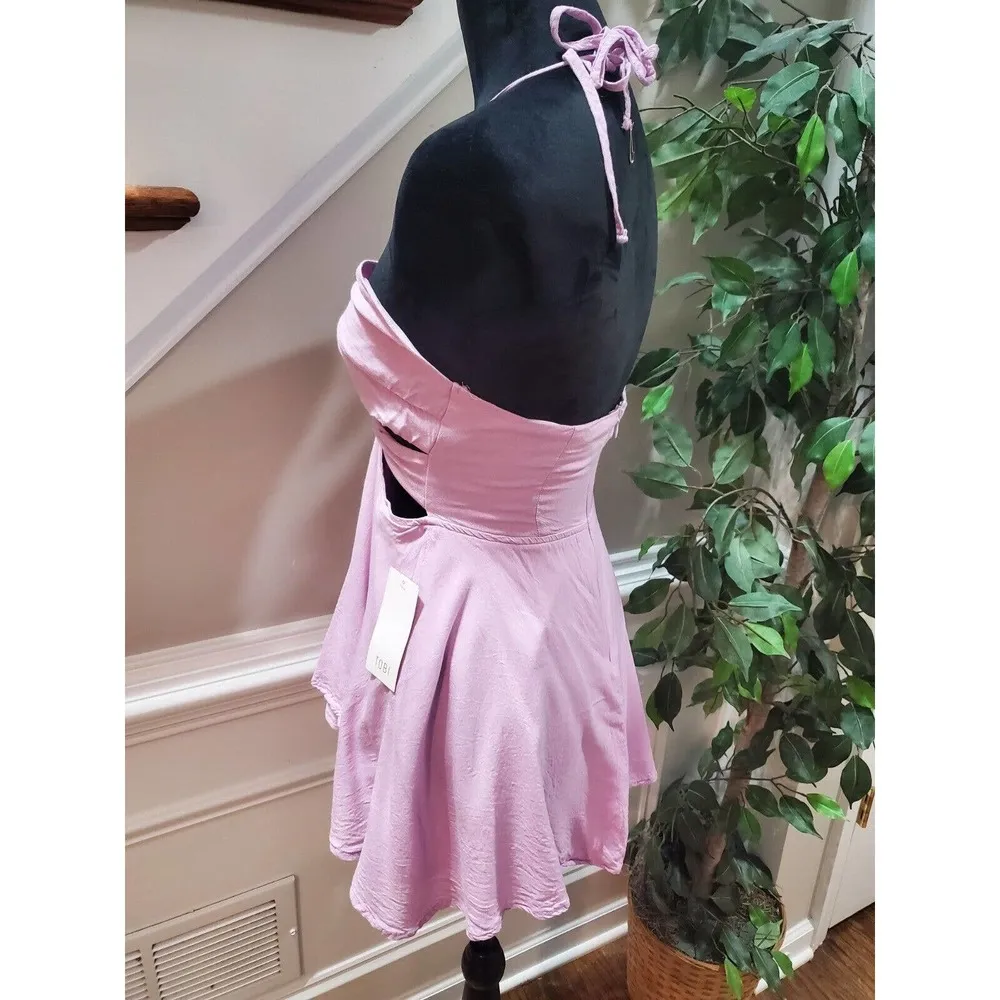 Tobi Women's Pink 100% Viscose Halter Neck Sleeveless Casual Top Blouse Size M - Image 5