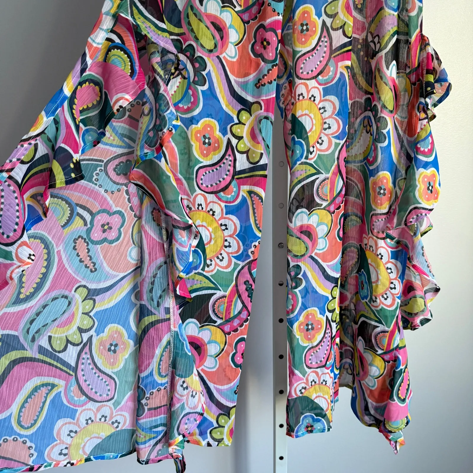 Bleu Rod Beattie sheer paisley ruffle wearable Art drawstring pants sz‎ S - Image 3