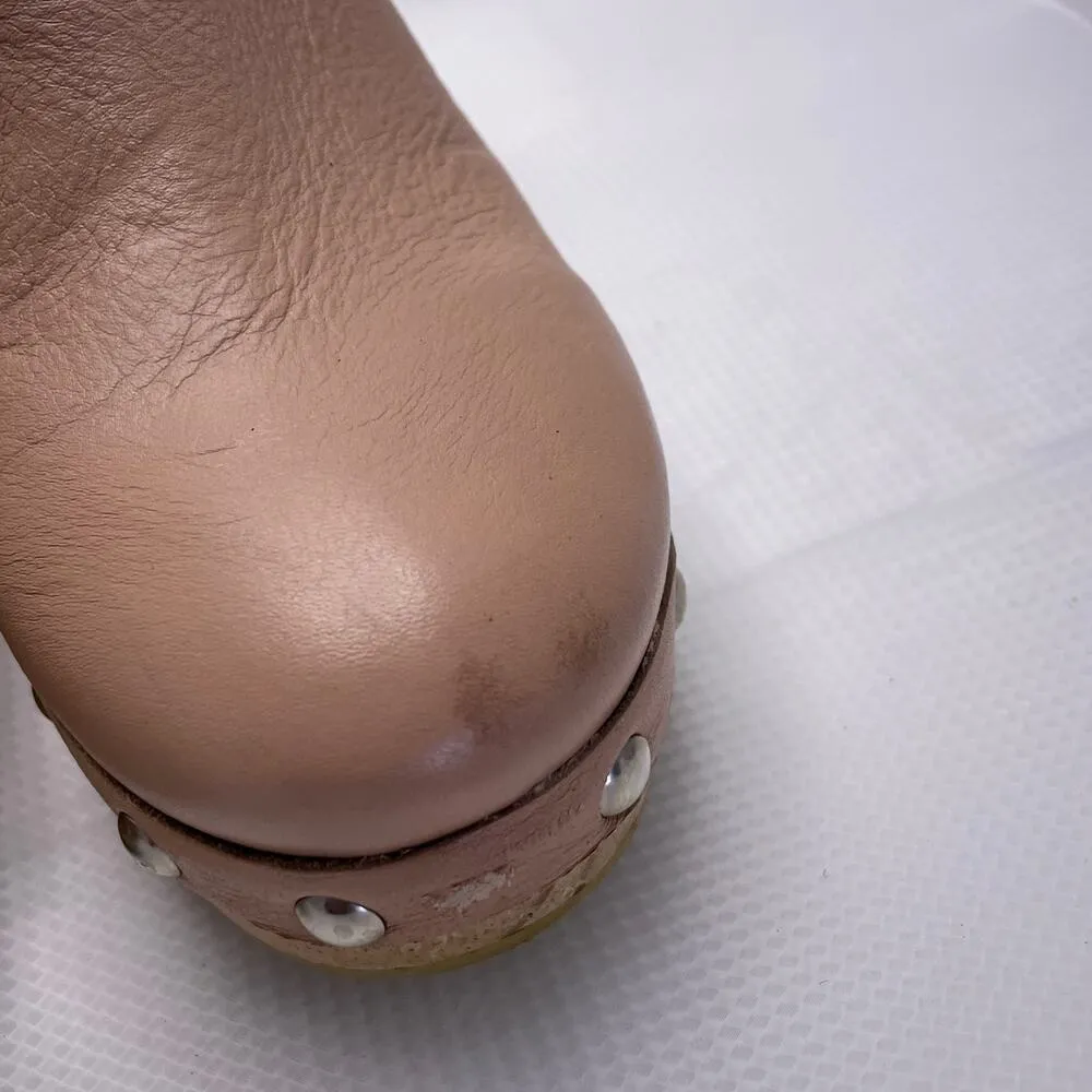 Anthropologie Cordani Studded Heeled Clogs Mules Dusty Pink Size 39 US 8.5 - Image 6