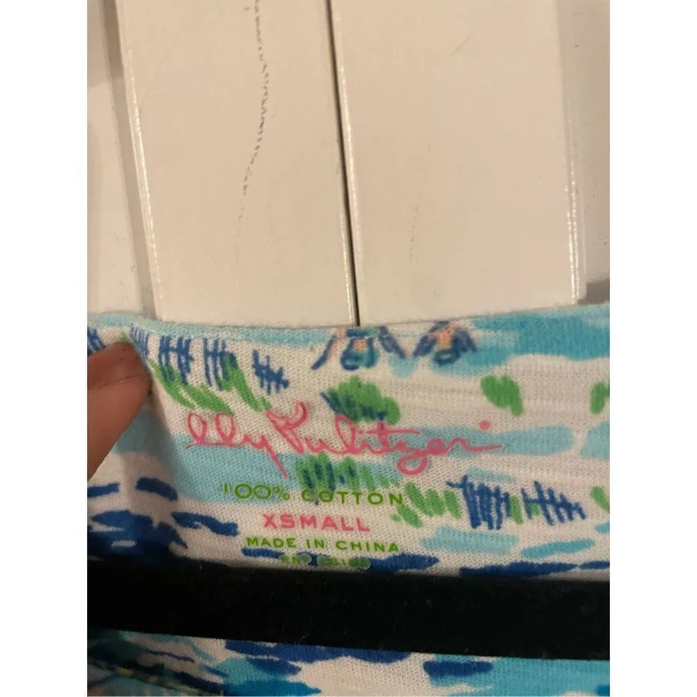 Lilly Pulitzer high tide boatneck 3/4 sleeve dress beach umbrella print - Image 6