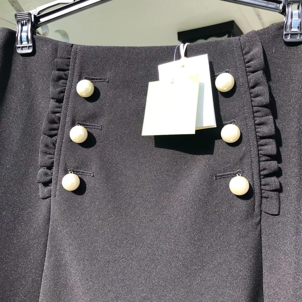 Kate Spade ‘Skirt the Rules’ A-Line Black Skirt w/ Pearl Button Accents 4 - Image 3