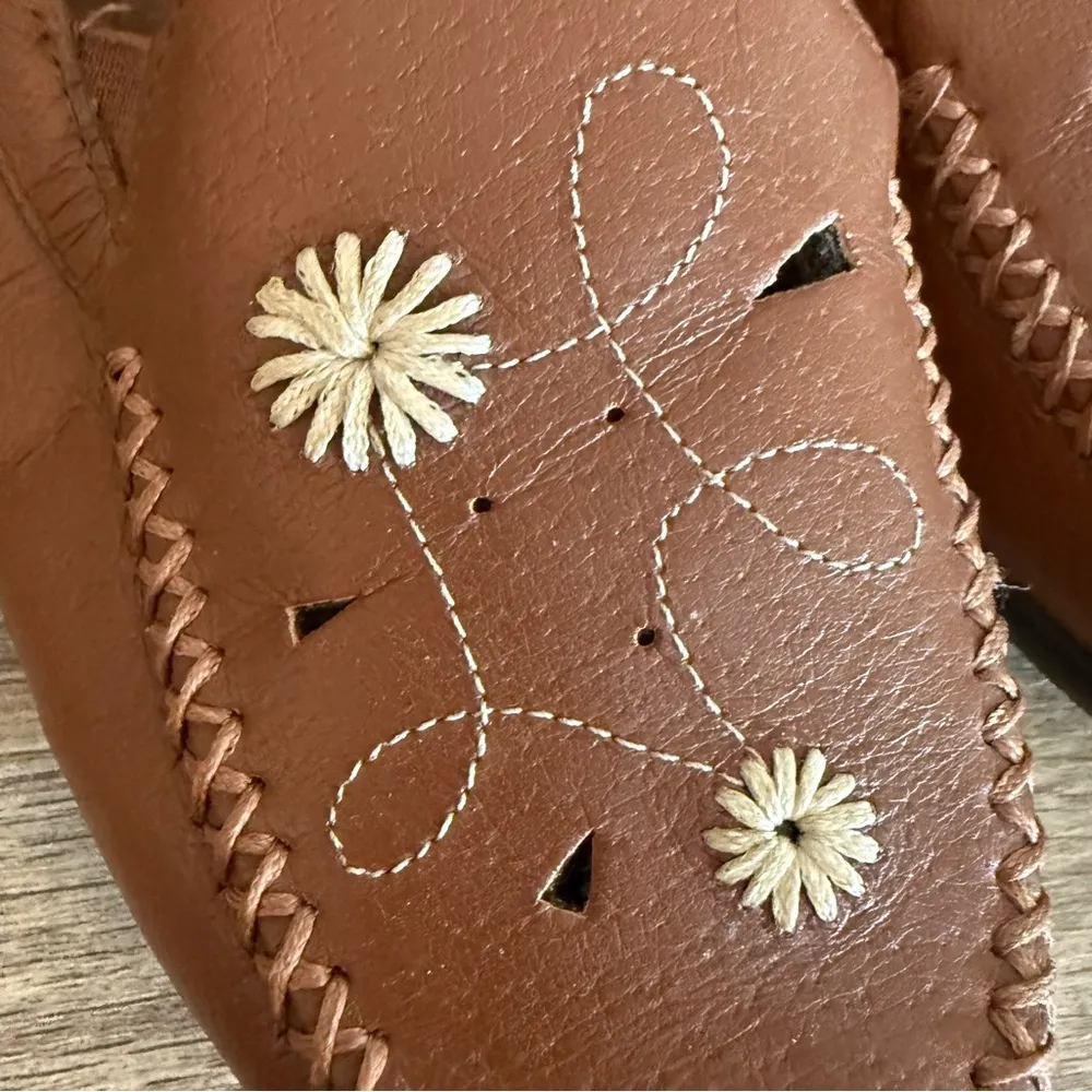 Dr. Scholl’s Brown Leather Embroidered Loafers Shoes Slip On Women’s Size 11 - Image 3