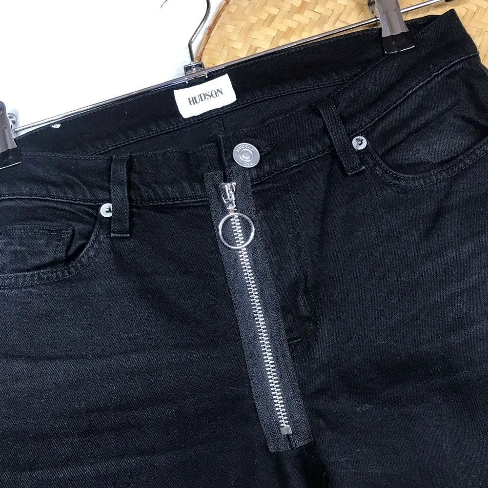 NWT Hudson riley‎ relaxed straight jeans in black exposed zipper - Image 5