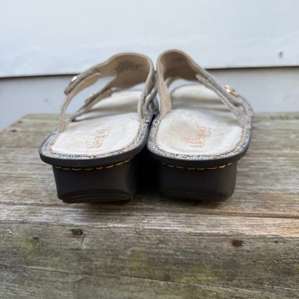 Alegria Women's Dinah Leather Slip-On Sandals with Strap Detail Fawn Dottie 41 - Image 4