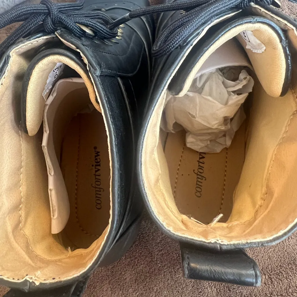 Comfortview Black Lace-Up Ankle Booties - Image 5