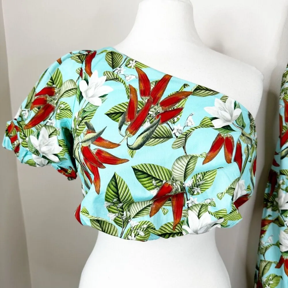 NEW Show Me Your Mumu Maxi Skirt Set Size Small Spicy Peppers Print One Shoulder - Image 3