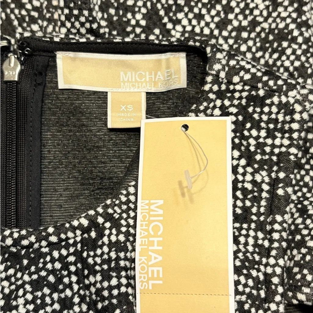 Michael Kors Dress Womens XS Black White Knit Mini A Line Sleeveless Ruffle NWT - Image 6