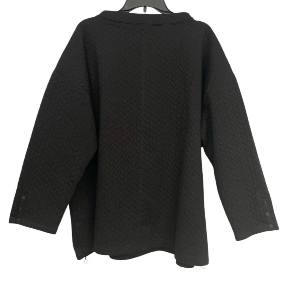 Talbots Black Quilted Double Cloth Mock Neck Sweater 3X, Warm, Fall, Winter - Image 2