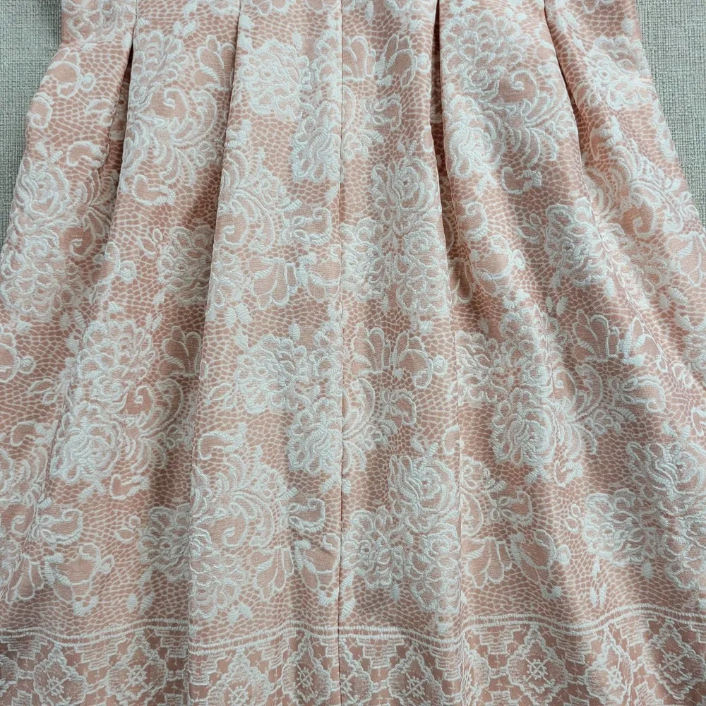 Jessica Howard Womens Dress Size 6P Blush Pink White V-Neck Jacquard Fit & Flare - Image 5