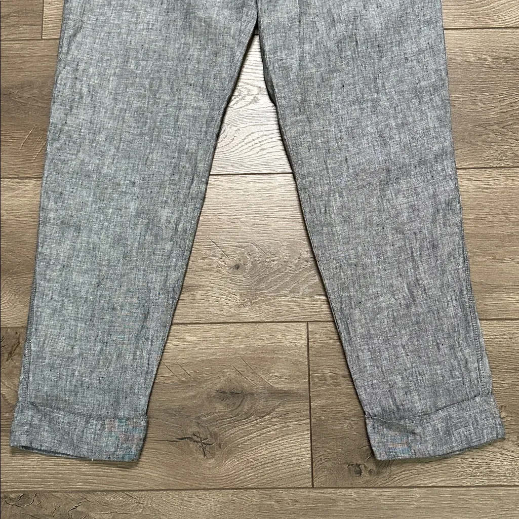 Athleta Bali Linen Ankle Pants Mid Rise Casual Flint Grey Heather Size 8 Tall - Image 3