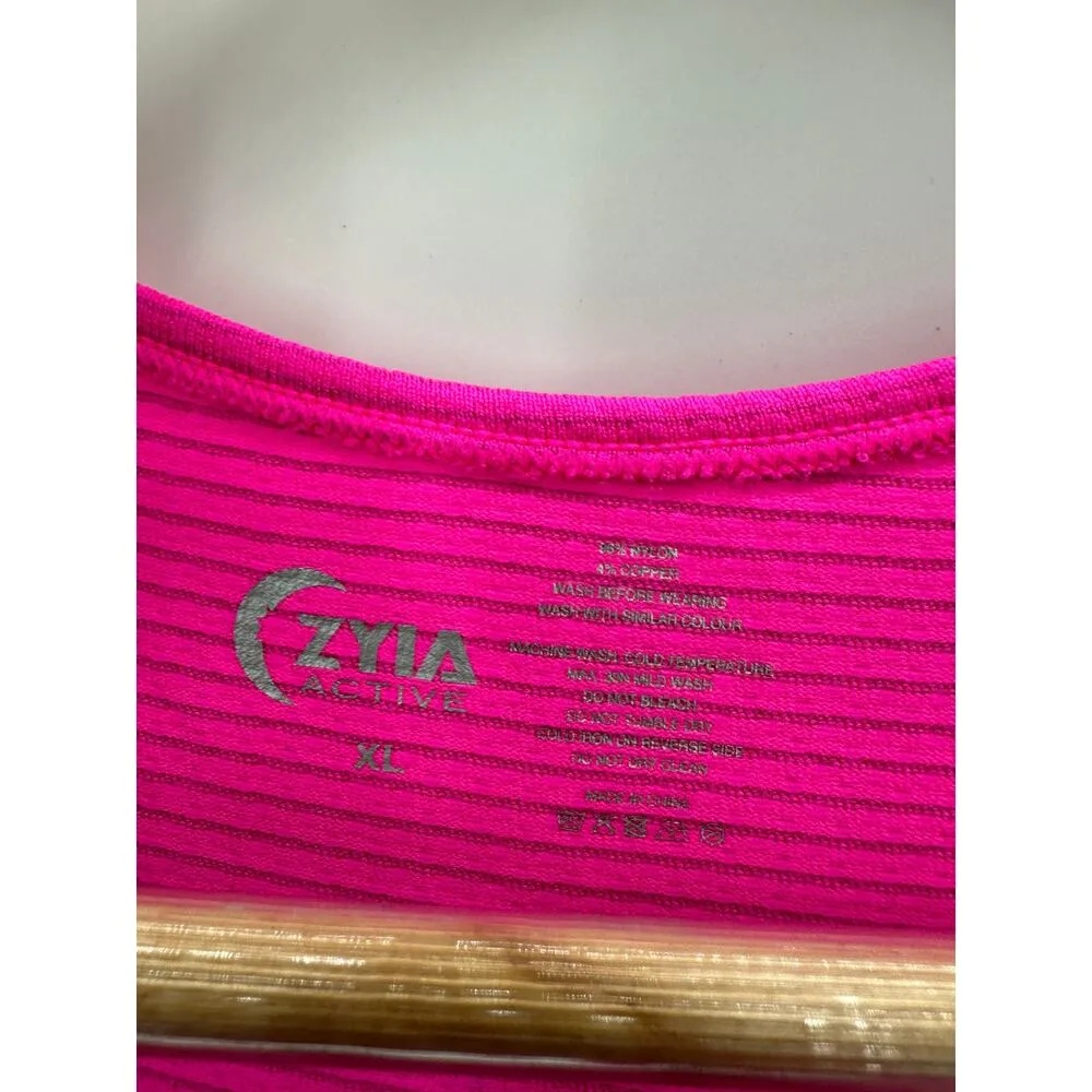 Zyia Active Tank Women XL Neon Pink Racerback Ribbed Nylon Blend Stretch Workout - Image 6