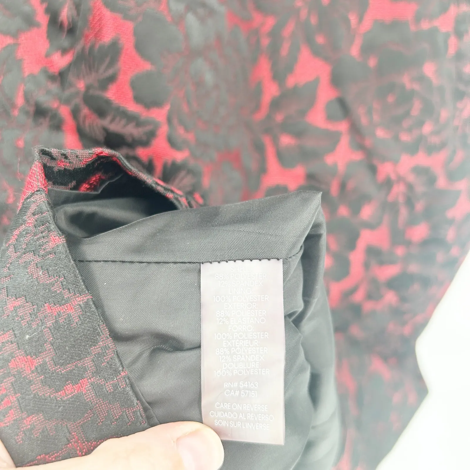 Calvin Klein Womens Floral Jacquard Career Work Holiday Sheath Dress Size 14 Red - Image 7