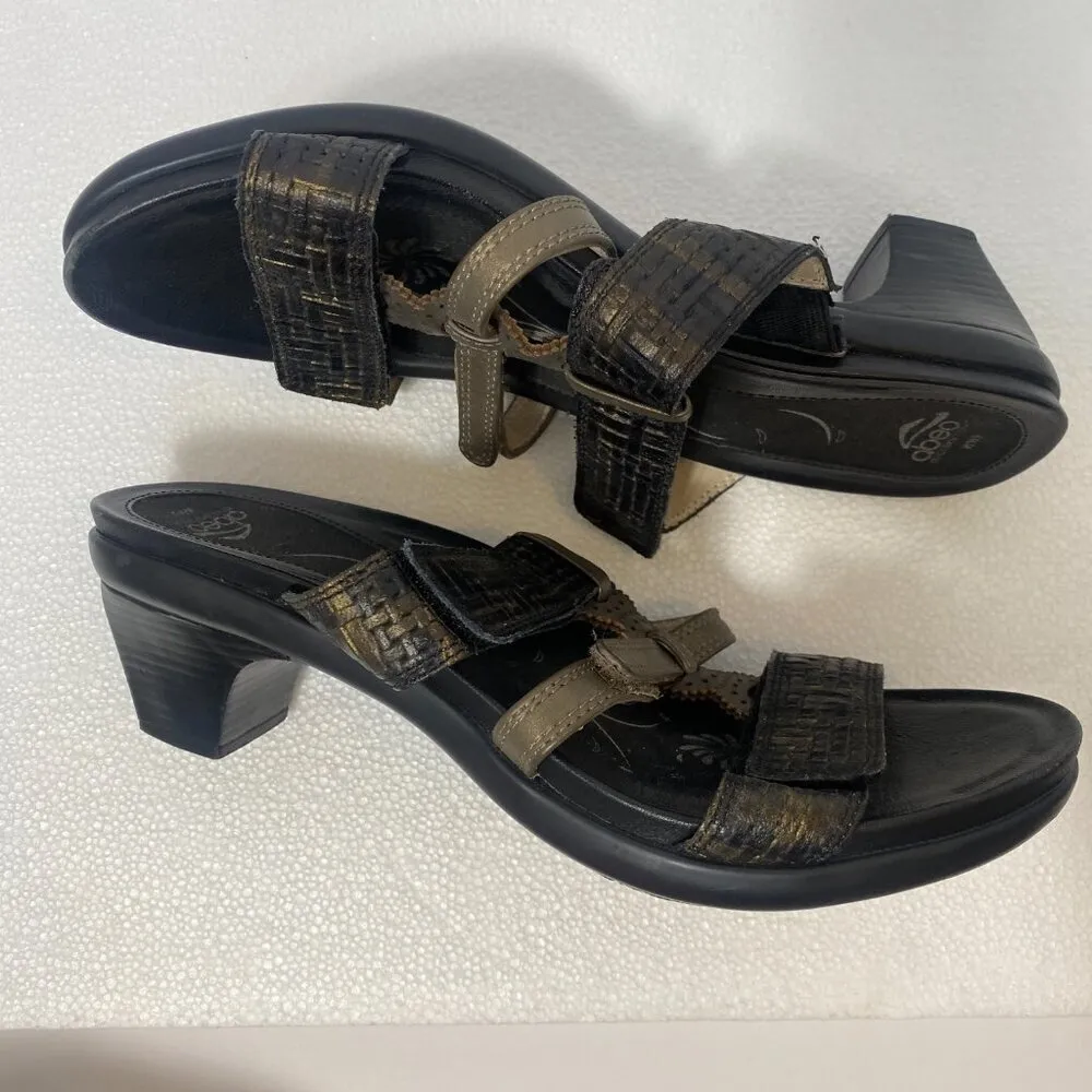 Abeo Gillian Neutral Women's Sandals Slides Adjustable Straps Dress Heels Sz 9 Black - Image 8