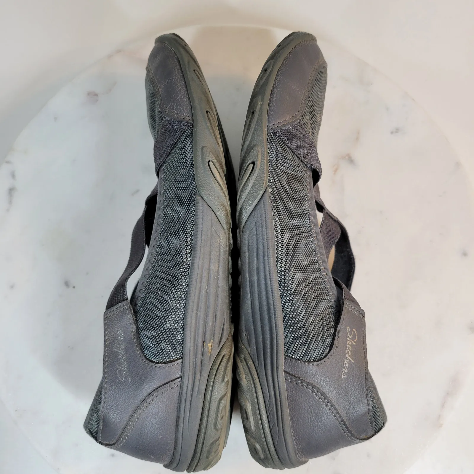 Skechers Empress Sweet Craze Shoes 8 Gray Cross Strap Mary Jane Comfort‎ Loafer - Image 4