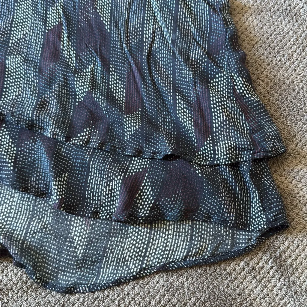 Anthropologie‎ Cloth & Stone Blue Dotted Herringbone V-Neck Blouse Size Small - Image 5