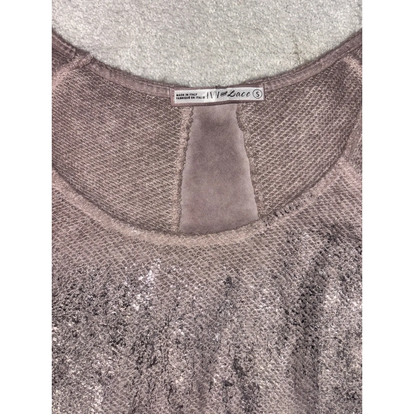 ivy and lace mohair blend thin knit sweater italy small Roll Sleeves Metallic - Image 5