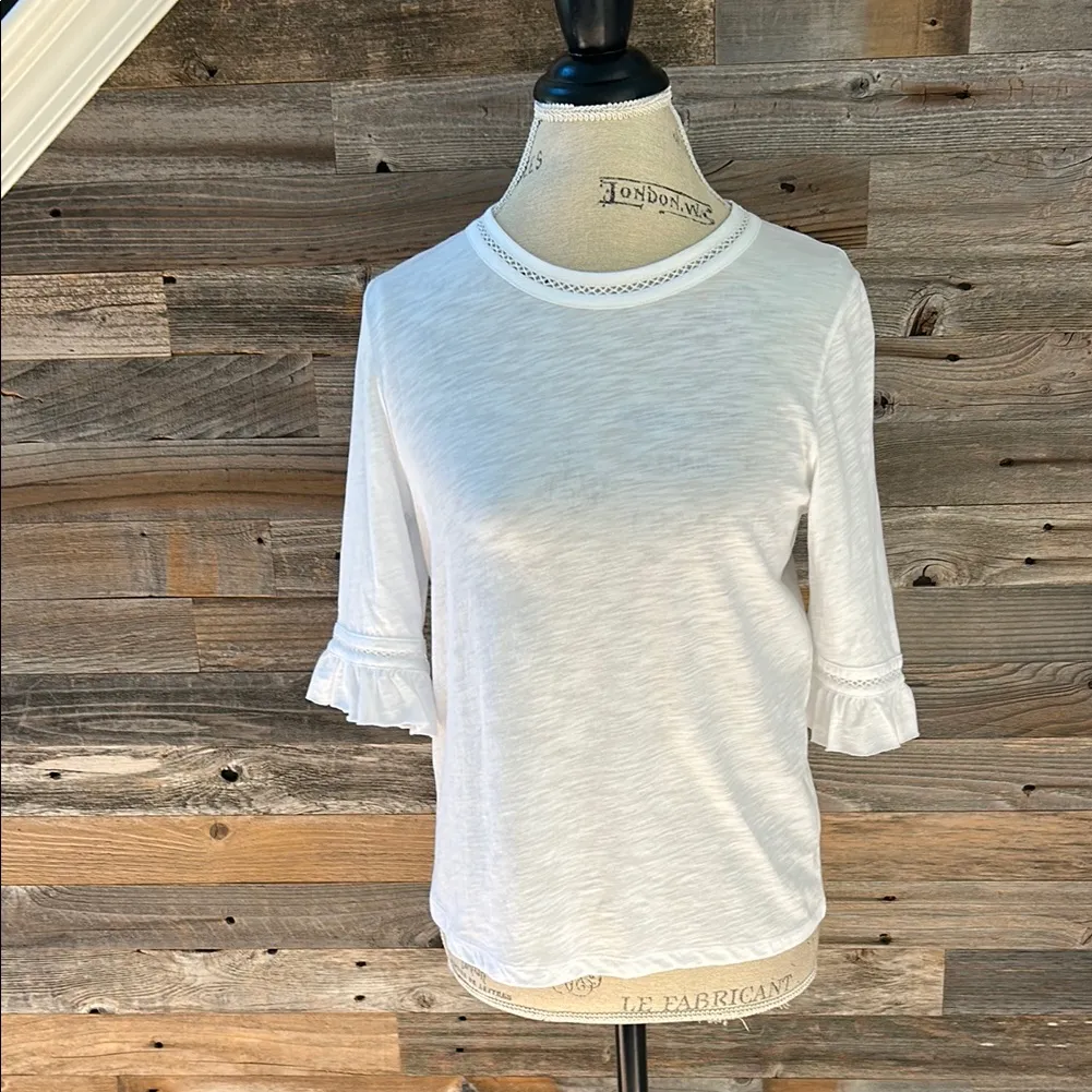 NWT Goldie Link Embroidery Ruffle Sleeve Top White Size Small - Image 3