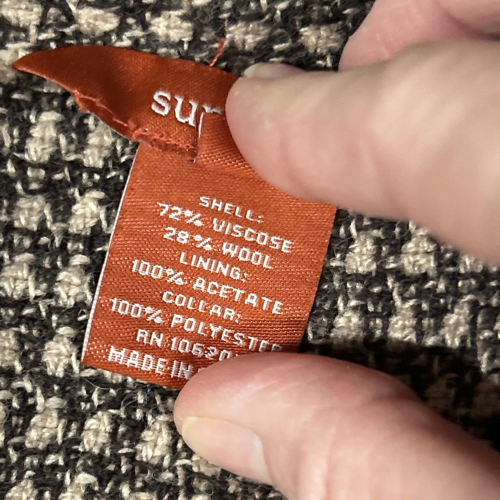 Sundance Jacket Womens XL Brown Tweed Wool Blend Double Breasted Pea Coat - Image 4