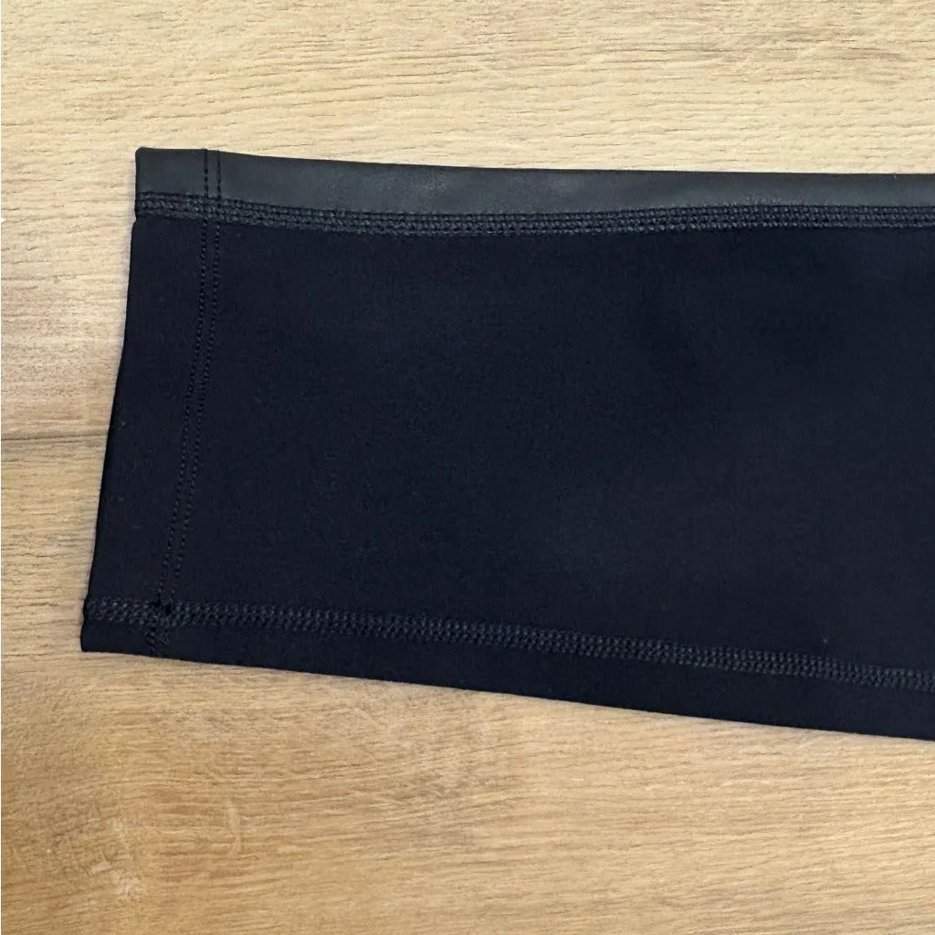 🌟LAUREN RALPH LAUREN🌟 KNIT PONTE LEGGINGS FAUX LEATHER SIDE PANEL BLACK SZ L - Image 2