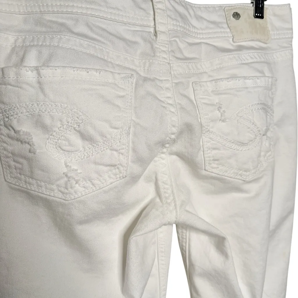 SILVER WHITE CROPPED SUKI MID-RISE STRAIGHT LEG JEANS SZ 29/8 - Image 8