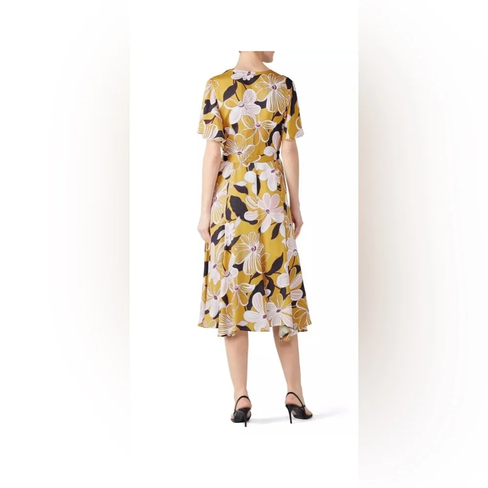 Slate & Willow Mod Daisy Floral Print Flutter Sleeve Wrap Midi Dress Size xL - Image 6